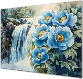 Latitude Run Peonies By The Waterfall VI - Peonies Print On Metal
