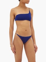Thumbnail for your product : Oseree Lumiere Metallic One-shoulder Bikini - Blue
