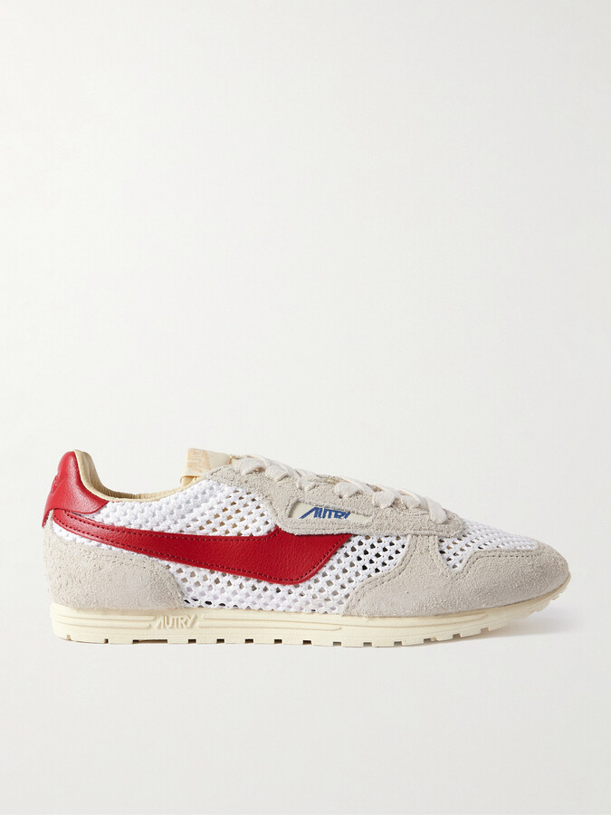 AUTRY Windspin Brushed- Suede, Open-knit And Leather Sneakers - White
