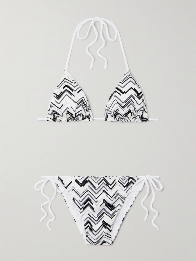 Missoni - Mare Striped Crochet-knit Triangle Bikini - White