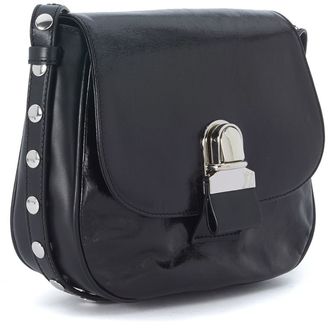 MM6 MAISON MARGIELA Black Leather Shoulder Bag With Studs.
