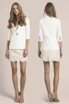 Thumbnail for your product : Chris Gramer - Hailey Tailored Crop Blazer in Cream