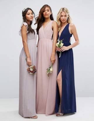 Tfnc Tall Wedding Pleated Maxi Dress With Open Back Detail