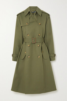 Polo Ralph Lauren Belted Double-breasted Cotton-poplin Trench Coat - Green