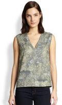 Thumbnail for your product : J Brand Sleeveless Wool-Silk Camouflage-Print Top