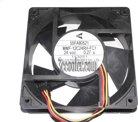 OEM Industries Original Melco 12CM 120*38mm MMF-12C24RH-FC1 55FA80521 24V 0.27A 4 Wires 4 Pins inverter Fan for PLC ABB Yaskawa device