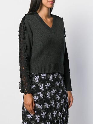 See by Chloe Floral Lace Panel Sweater