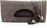 Thumbnail for your product : Tom Ford Alix Suede Zip & Padlock Crossbody Bag, Graphite (Dark Gray)
