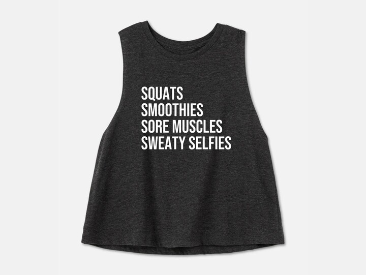 Etsy Flowy Gym Racerback Crop Tank | Squats Smoothies Sore Muscles Sweaty Selfies