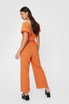 Thumbnail for your product : Nasty Gal Womens Why So Puff Sleeve Shirred Culotte Jumpsuit - Orange - 6