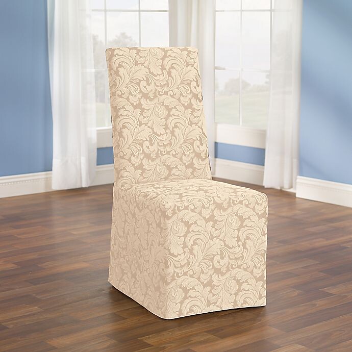 Details about   2 NEW Dining Room Chair Covers Poinsettia Scroll Up to 42" Armless Chair IVORY 