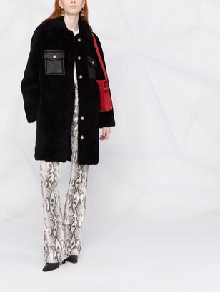 Sandro Shearling Button-Up Coat