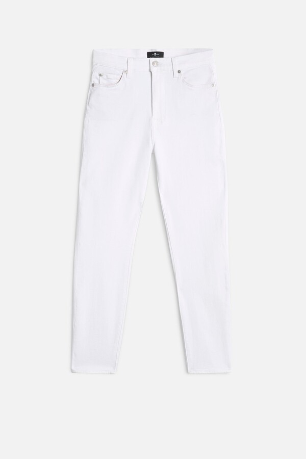 7 For All Mankind Slim Illusion High Waist Ankle Skinny in Luxe White