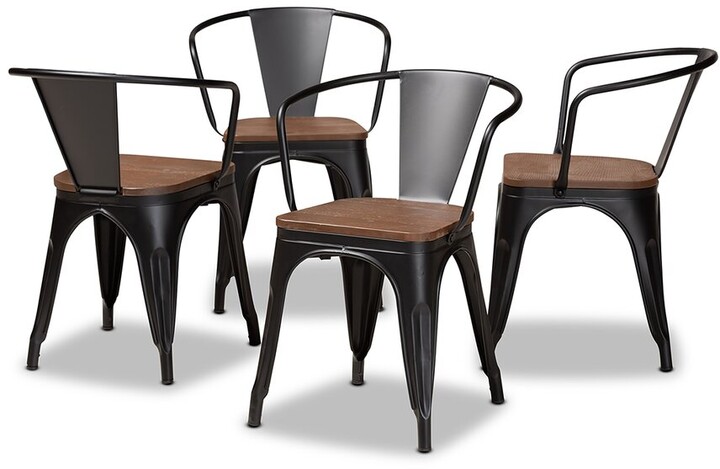 Design Studios Ryland Modern Industrial Black Metal & Walnut Brown ...