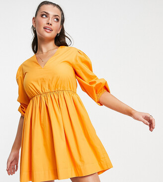 Accessorize Exclusive puff sleeve dress in orange - ShopStyle