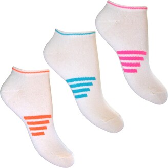 HDUK Ladies Socks 3 Pairs of Ladies/Girls Neon Fashion Trainer Socks/UK 4-6  Eur 35-38 (White 3 Neon Stripe) - ShopStyle