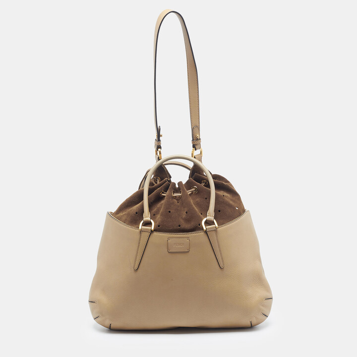 Fendi B Bag Beige Leather and Suede Bag