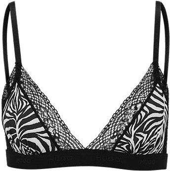 HUGO - Velvet-detail triangle bra with logo waistband