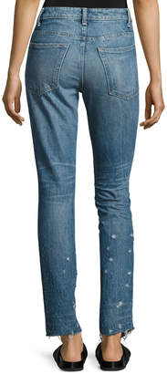 Helmut Lang Distressed Faded Straight-Leg Jeans, Light Blue