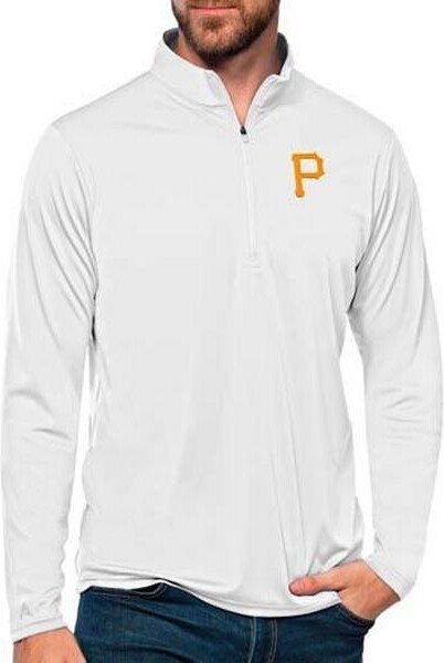 Antigua Pittsburgh Pirates Tribute Long Sleeve 1/4 Zip Medium White
