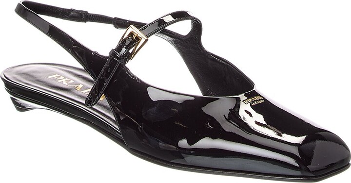 Prada Mary Jane Patent Slingback Ballerina Flat