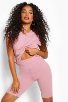 Thumbnail for your product : boohoo Petite Shoulder Pad T-Shirt and Cycle Short Set