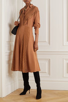 Thumbnail for your product : By Malene Birger Lueta Satin And Lace Blouse - Copper
