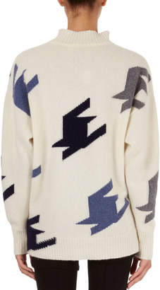 Victoria Beckham Oversized Geometric Knit Cashmere Mock-Neck Sweater