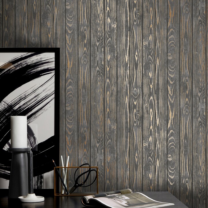 Dunelm Metallic Wood Wallpaper Brown ShopStyle Decor