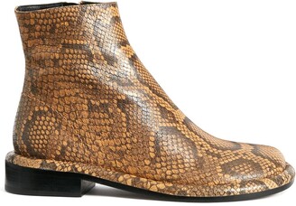 Proenza Schouler Snakeskin-Effect Round-Toe Ankle Boots