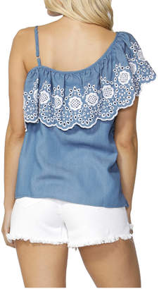 Sass Austin Embroidered Ruffle Top