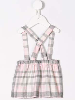 Il Gufo checked pleated suspender skirt