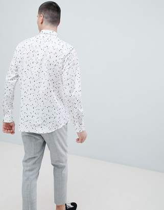 Selected Slim Fit Shirt With All Over Dot Print