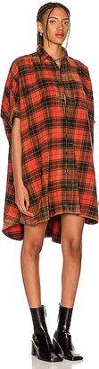 R 13 Plaid Oversized Boxy Dress in Red