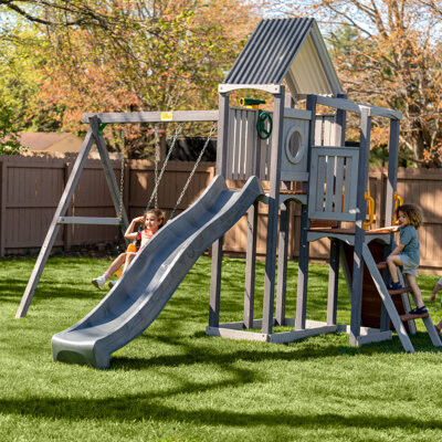 Jack and June Jack & June Haven II Cedar Swing Set with Swings, Slides, and Accessories