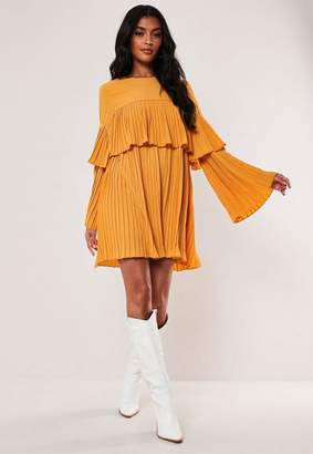 pleated layered smock dress