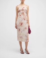 Ombre-Print Sleeveless Pleated Dress 