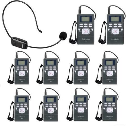 WESTWAY Retekess Church Translation System with 1 TR503 FM Transmitter Headset and 10 PR13 FM Radio Receivers, Listening System for Factory Museum School...