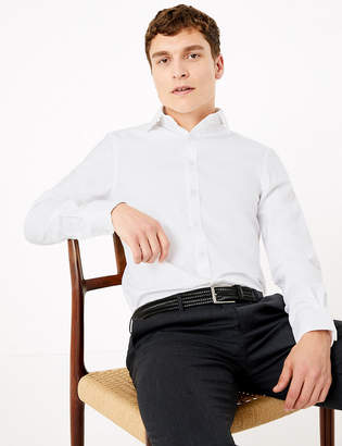 M&S Collection LuxuryMarks and Spencer Cotton Slim Fit Shirt with Stretch