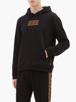 Fendi Logo-applique Cotton-blend Hooded Sweatshirt - Black