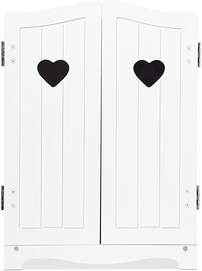 Melissa & Doug Mine to Love Wooden Play Armoire Closet for Dolls, Stuffed Animals - White (17.3”H x 12.4”W x 8.5”D Assembled)