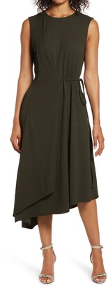 maggy london asymmetrical midi dress