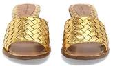 Thumbnail for your product : Bottega Veneta Intrecciato Leather Mules - Womens - Gold