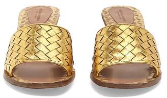Bottega Veneta Intrecciato Leather Mules - Womens - Gold