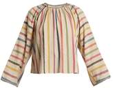 Thumbnail for your product : Ace&Jig Farrah Gathered Neck Striped Cotton Blouse - Womens - Beige Multi