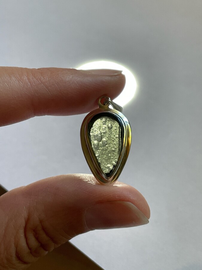 Etsy Bubbly Moldavite Pendant - Sterling Silver Birthstone Jewelry Handmade Genuine Green