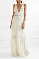 Thumbnail for your product : Jonathan Simkhai Lace-paneled Embroidered Silk-georgette Maxi Dress - White