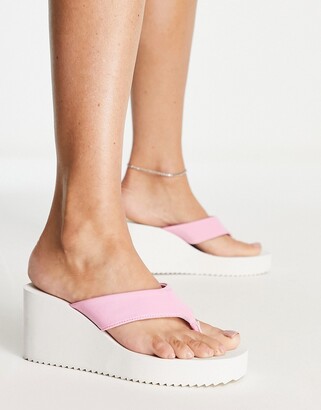 ASOS Wide Fit Ferris Chunky Thong Sandals in Black