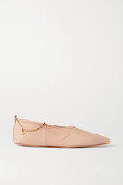 Thumbnail for your product : Stella McCartney Chain-embellished Vegetarian Leather Point-toe Flats - Beige