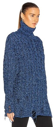 Balenciaga Long Sleeve Turtleneck Sweater in Blue